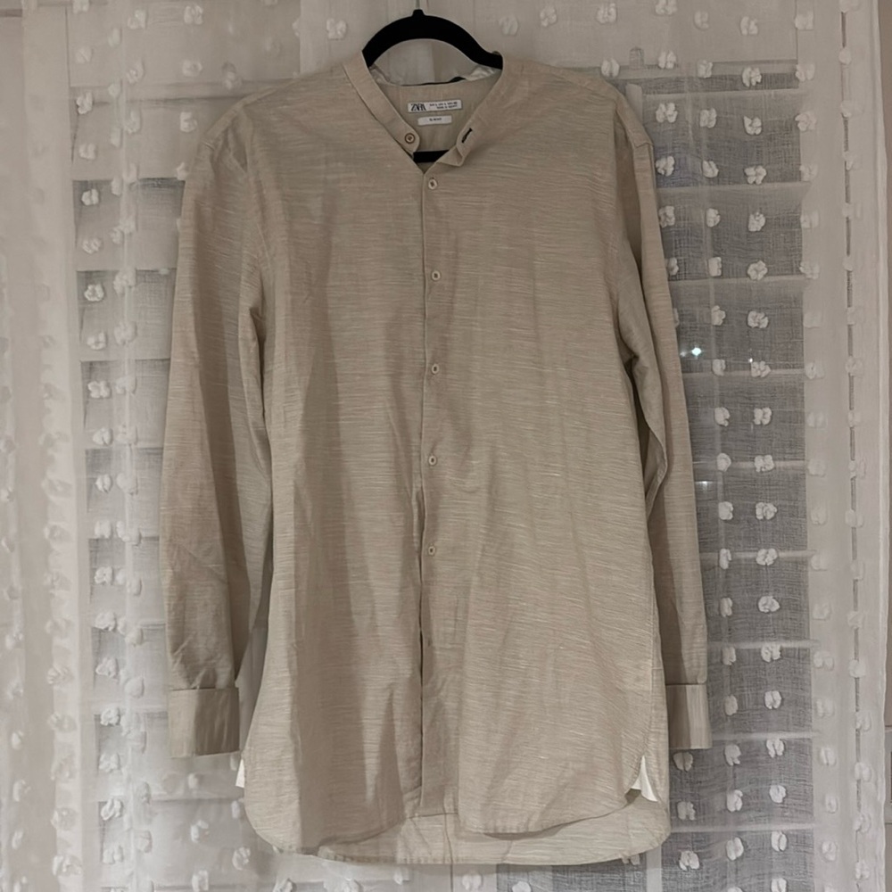 Zara men’s cotton linen button up shirt